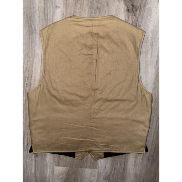 J.Crew men's plaid tweed vest in a tan/brown with black grid lines - size Large - Picture 2 of 8